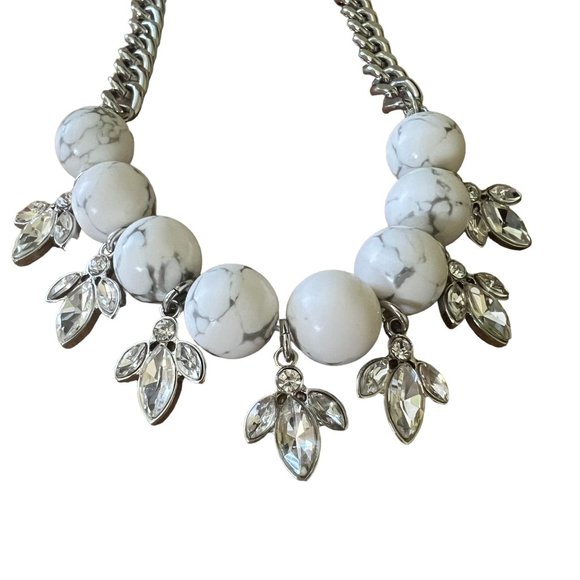 Adornable U Silver White Marble Rhinestone Reversible Statement Classic … - Picture 13 of 16